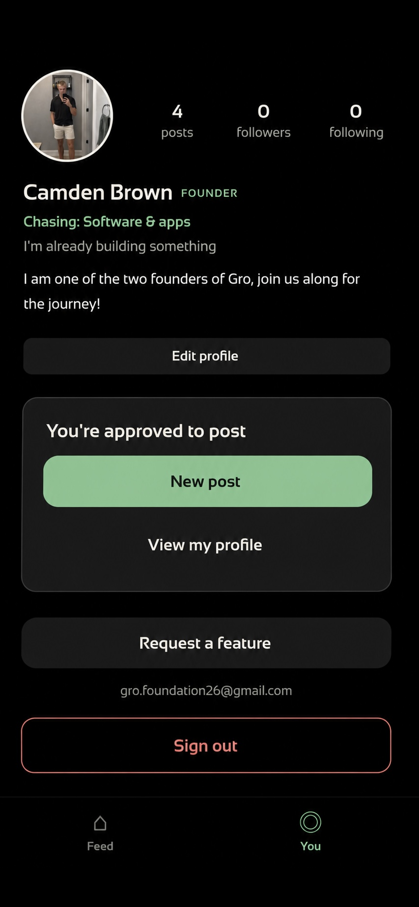A Briefly profile showing what that person is chasing and what they are building.